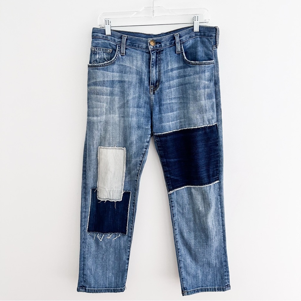 Current/Elliott Blue Patchwork Boyfriend Jeans - image 8